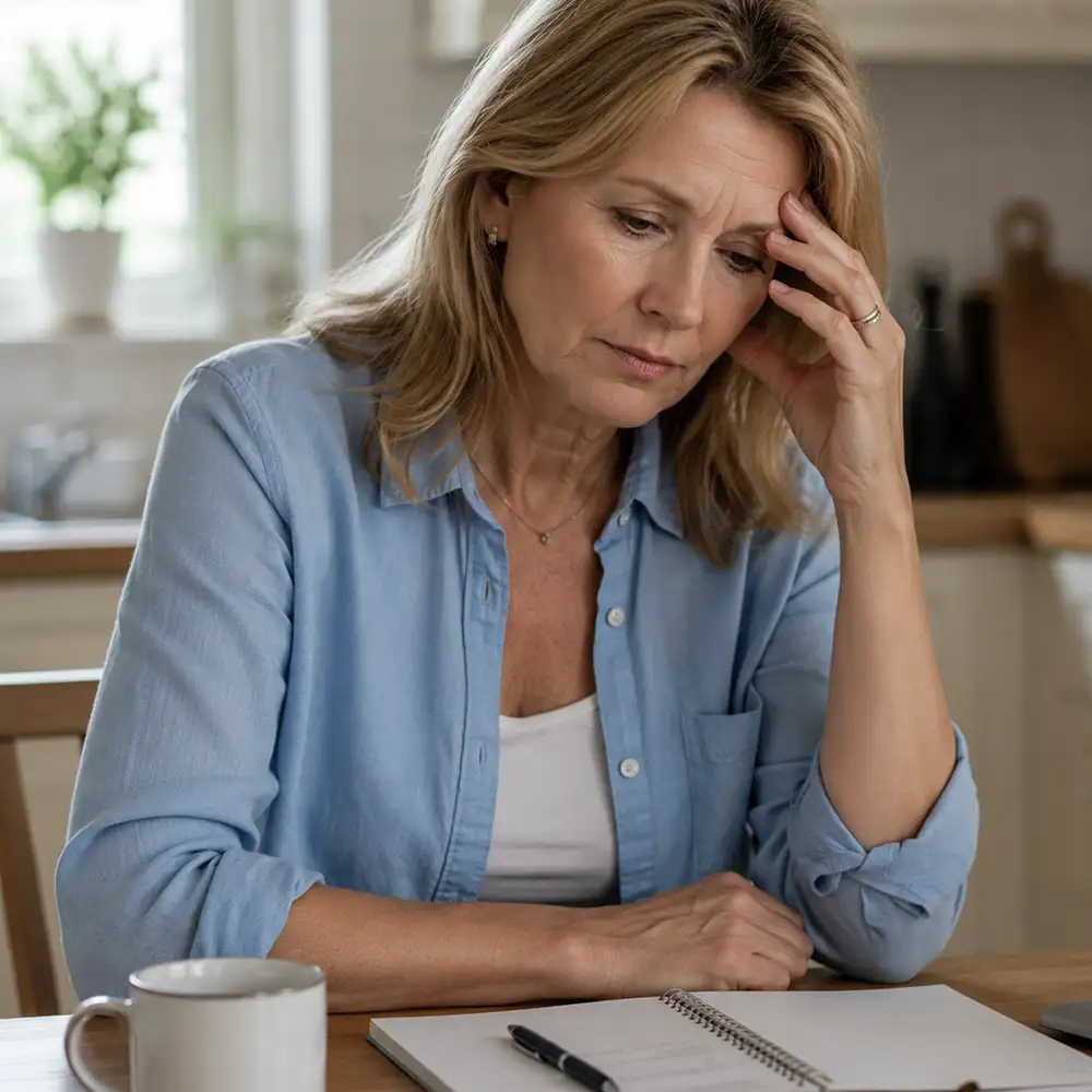 Woman suffering with brain fog and other Menopause Symptoms
